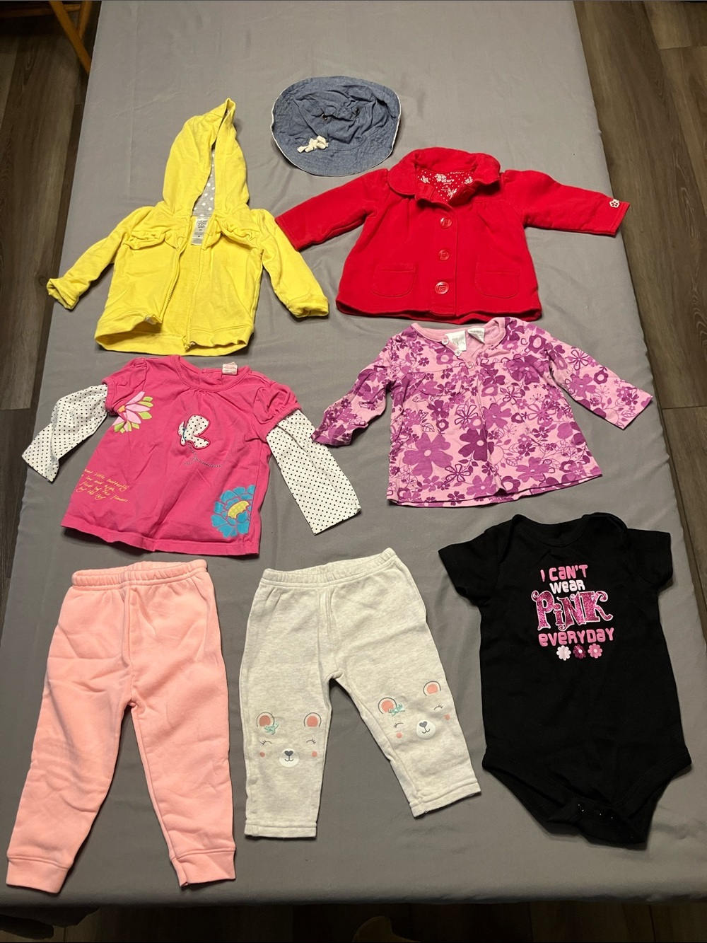 Baby Girls Mixed Outfit Set with Pink, Yellow, Red, Purple, Black, Gray Pieces